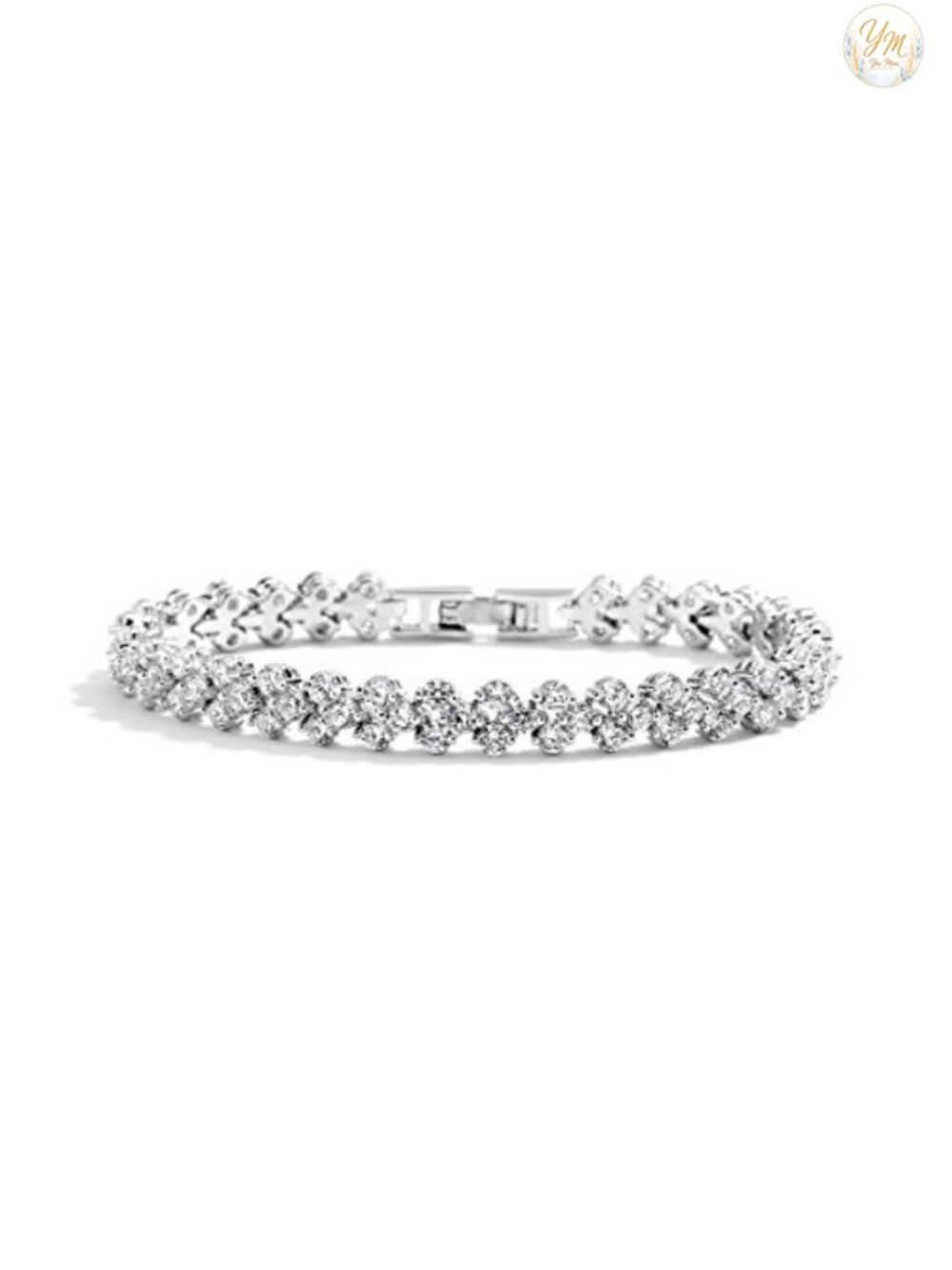 Cubic Zirconia Tennis Bracelet Silver Platinum Plated 7 Inch